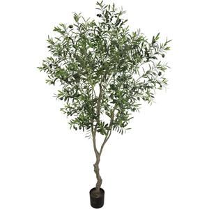 Artificial Tree Faux Olive Tree 7ft (82in,UV Protection 2289 Leaves) Tall Fake Olive Plant in Pot Fake Silk Tree Faux Plants Indoor