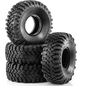 1.9 RC Rock Crawler Tires OD 115mm 1/10 Soft Rubber Mud Slingers Tyres With Foam Insert For 1:10 Crawler Car Traxxas TRX4 Axial SCX10 II RC4WD D90 TF2 Tamiya CC01 Gen8 Beadlock Wheels 4PCS