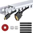 Updated White Cable Raceway Kit, 77 (5x15.5) inch Open Slot Wire Covers for Cords, Cable Management System to Hide Under Desk/TV/Computer/Net/Power Cords(Pack 5)