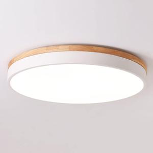Dimmable Wood LED Flush Mount Ceiling Light, 5CCT 2700K-6000K Modern Round Close to Ceiling Lighting Fixtures, Minimalist White Ceiling Lamp for Living Room, Bedroom, Laundry Room (15.8")