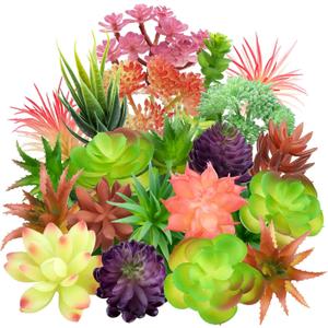 Colorful Succulents Plants Artificial, 22PCS Mini Artificial Succulents, Fake Succulents Plant for DIY Crafting Home Garden Office Party Decoration, Colorful