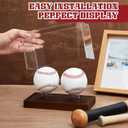 Weysat Baseball Display Case 2 in 1 Clear Cube Baseball Holder with Wood Base Clear Acrylic Memorabilia Showcase Box Autograph Ball Protector for Sport Fan Souvenir, UV Protection