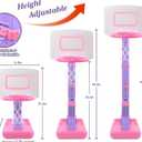 SUPER JOY Toddler Pink Basketball Hoop for Kids 1-3,2-4 5 Years Old, Adjustable Mini Hoop Set for Indoor Outdoor Play, Portable Basketball Goal Balls Sports Toys for Little Boys Girls Birthday Gifts