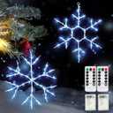 Tuanse 2 Pcs Christmas Silhouette Window Lights Christmas Snowflake Lights with Remote Control LED Lighted Snowflake Decorations Xmas for Window Wall (Blue)