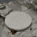 Mud Pie Wood White Marble Pedestal; 2" x 8 1/2" dia