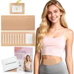 20pcs Castor Oil Patches, Disposable Individually Packaged Castor Oil Pack Wrap with Anti Leakage Cotton Pad for Belly/Feet/Knee (Oils Not Included), 5.1" x 3.9"