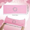 150 Pack Spandex Stretch Chair Sashes Bows, Elastic Stretch Chair Cover Bands Ties with Buckle Slider for Wedding Party Ceremony Reception Event Banquet Decoration (Pink)