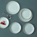 Melamine Dinnerware Sets, Plates and Bowls Sets 12 Pcs, Melamine Plates, Dish Set for 4, Unbreakable Dinnerware Set for Party, BPA Free, Suitable Indoors and Outdoors (Mint Green)