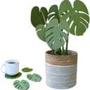 Monstera Coaster Set, 4 Count, Green Leaf Silicone Drink Coasters, Non Slip, Anti Stain, Heat Resistant, Hand Wash Only