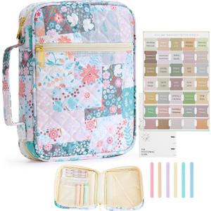 Oterri Bible Cover Case For Women, Large Bible Cover With Bible Study Supplies Accessories, Quilted Soft Bible Tote Bags Church, Classroom, Campus, Neighborhood Association (Flower Quilt, Large)