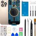 OEM Back Glass Replacement Compatible with iPhone 16 pro max 6.9 Inches with Camera Frame and Camera Lens + Professional Repair Tool Kit and Installation Instruction (Desert Titanium)