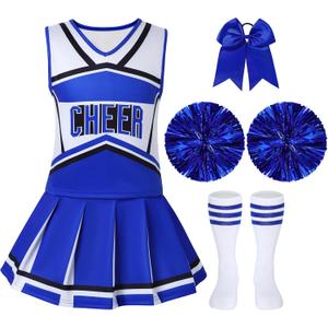 Cheerleader Outfit For Girls Halloween Costume For Kids 5-12 Years Cheer Uniform Set Fancy Dress For Party Birthday (7-8Y/130)