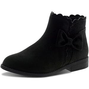 LseLom Girls Ankle Boots Kids Ankle Booties Bow Side Zipper Low Heel Outdoor Warm Shoes for Little Kids/Big Kids 7
