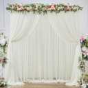 PARTISKY 20ft X 10ft Ivory Tulle Backdrop Curtain for Parties, Sheer Backdrop Curtains Fabric Drapes for Wedding Ceremony Arch Party Stage Decorations