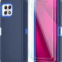 Qinmay Phone Case for T-Mobile Revvl 7 5G Case with HD Screen Protector, Heavy Duty Shockproof & Dropproof 3-Layer Cover Phone Case for T-Mobile Revvl 7 (DarkBlue)