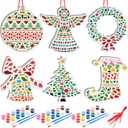 Gersoniel 6 Pack Christmas Ceramic Ornaments Painting Crafts Adult Unpainted Christmas Stepping Stone Kit Ready to Paint Mosaic Ceramic Figurines with Paints Brushes DIY Hanging for Holiday Xmas Tree