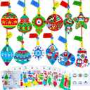 Winlyn 24 Sets 12 Designs Christmas Craft Kits Winter Crafts DIY Holiday Bauble Ornaments Tree Decorations Sets Festive Foam Stickers Arts and Crafts for Kids Party Favors Home Classroom Activities