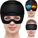 Migraine Relief Cap with Gel Eye Mask, Headache Relief Cap Ice Head Wrap Hot and Cold Therapy Hat, Gel Ice Cap for Headache Puffy Eyes Sinus and Tension Stress Relief (Black)