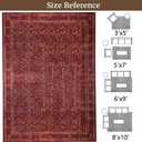 3x5 Soft Washable Area Rugs for Living Room and Bedroom, Non-Slip Stain Resistant Indoor Carpet, Cozy Floor Mat for Dining Room, Office, Stain Resistant Entryway Persian red Floral