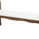 Deco 79 Fabric Home Bench Arm Entryway Bench with Brown Traditional Wood Turned Legs, Bedroom Bench 55" x 16" x 27", Cream
