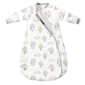Baby Sleep Sack 3-6 Months, 2.5 TOG Warm Cotton Sleep Sack with Detachable Long Sleeves, Winter Wearable Blanket for Cold Nights, 2-Way Zipper Toddler Sleeping Sack, Hot Air Balloon