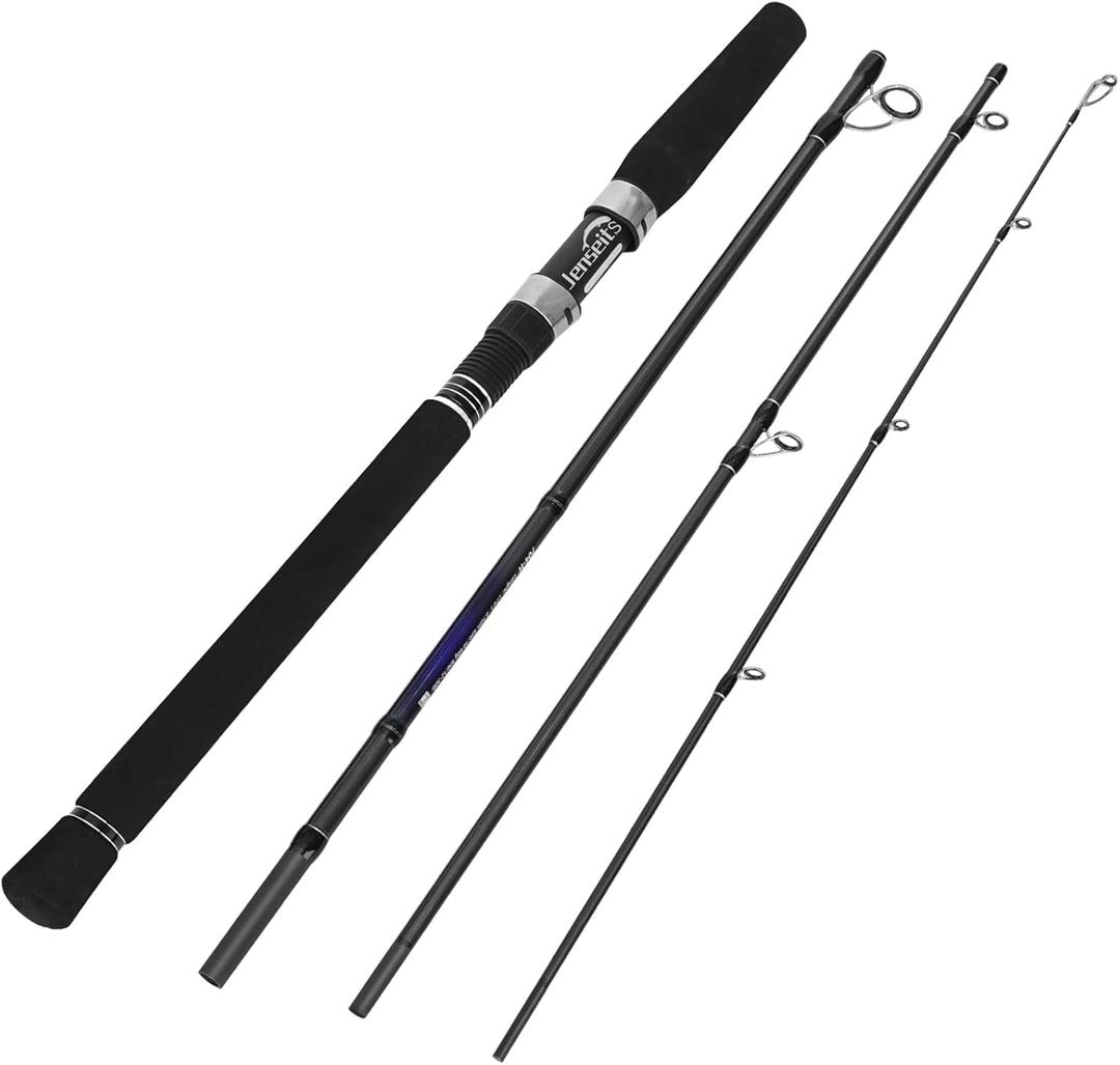 Jenseits Fishing Rods, Carbon Fiber Spinning & Casting Poles, Saltwater Resistant Guides, 6'/7'/8'/9'/10'/12'-Portable 2/3/4/-Piece & Telescopic Designs, Cork/EVA Grip for Bass Trout Inshore & Surf