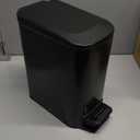 TIPGO Slim Bathroom Trash Can with Lid Soft Close, Step Pedal, 6 Liter / 1.6 Gallon Stainless Steel Trash Bin, Small Garbage Cans for Bedroom, Office, Kitchen (Matte Black)