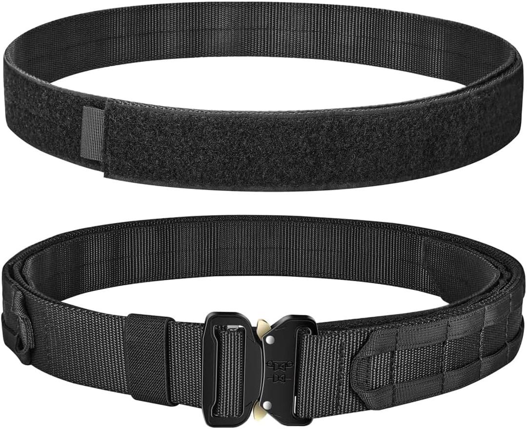 Quick Release Buckle EC MOLLE Utility Belt 2in1 Tactical Heavy Duty Gun Belt Law Enforcement for Men Women Medium-for Waist 32"-38" (Classic Black)