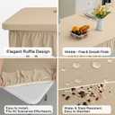 8ft Khaki Stretch Tablecloth for Rectangular Tables - Flared Wrap Design, Waterproof, Wrinkle-Resistant, Washable - Ideal for Weddings, Parties, Banquets & Table Protection