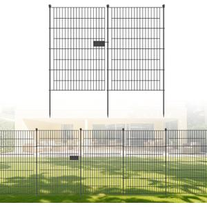 No Dig Fence Tall Garden Fence, 5 Panels Dog Fence Animal Barrier, Arched Flower Bed Edging Ornamental Wire Border for Yard Patio (5 Panels - 30 in(H) X 10 ft(L) - with Gate)