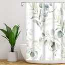 Eucalyptus Shower Curtain, Sage Green Shower Curtain for Bathroom Watercolor Botanical Shower Curtain Waterproof Fabric Shower Curtain Set with Hooks, 36 x 72 Inch