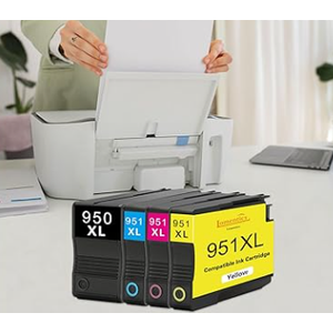 950XL/951XL High Yield Ink Cartridge Replacement for Combo Pack HP 950 951 XL to Use with HP OfficeJet Pro 8600 8610 8615 8620 8625 8100 8630 8660 276DW 251DW (4 Pack, 1 Black 1Cyan 1Magenta 1Yellow)