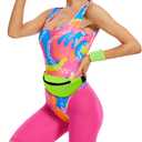 80s Workout Costume Halloween Cosplay Couples Outfits Swimwear Suit 80s 90s Workout Outfit Party Clothing for Women (Large, Pink)