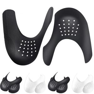 Crease Protectors Suitable for Most Sneakers, 4 Pairs Crease Protectors for Jordan 1, Air Force 1, and Dunk Low; Men's 7.5-12/ Women's 5-8.5 (Black+White, Men's US Size 7.5-12)