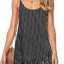 Qearal Womens Sundresses Boho Floral Printed Dress Summer Sleeveless Beach Mini Dress with Pockets (Black, M)