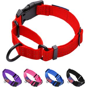 Martingale Collar for Training Dogs. Adjustable Reflective Collars with Buckle-USA Flag- NO Pull-Prevents Slipping Out, for Medium Large XL Dogs. Helps with Strong pullers (L, red)