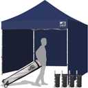 Eurmax USA 10x10 Pop Up Canopy Tent,Commercial Tent with Patented No-Tip Rolling Bag,4 Zippered Removable Walls,UV & Water Resistant Canopy Top,Heavy Duty Outdoor Gazebo,Instant Shelter(Navy Blue)