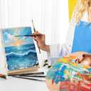 Canvas & Easel Set for Painting, 6 Pack Paint Canvases and 1 Tabeltop Easel, Idea Art Supplies kit for Oil & Acrylic