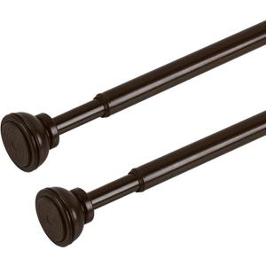 2 Pack Spring Tension Curtain Rod 22 to 36 Inch, 1/2" Diameter, Adjustable Cafe Curtain Rod for Window, Tension Rods No Drilling (Bronze)