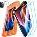 DIMONCOAT 2+2 Packs Screen Protector for iPhone 14 Pro Max 6.7'' with Camera Lens Protector [Bubble Free, Auto-Dust Removal] Easy Installation [10X Military Protection] HD Tempered Glass Case Friendly
