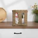 StorageWorks Garbage Bag Dispenser with Lid, Wall Mount Seagrass Plastic Bag Holder for Kitchen, Cabinet, Countertop, 2 Slots