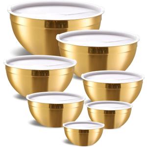 Gold Mixing Bowls with Airtight Lids, Stainless Steel Nesting Mixing Bowls Set of 33,
