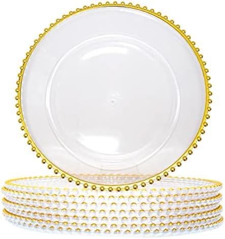 Amazon.com | DaCakeWS 13-Inch Acrylic Clear Charger Plates Set of 10pcs - Elegant Decorative Dinner Plates for Wedding Reception, Holiday Party, Family Gathering & Daily Table Setting: Charger Plates