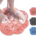 Shower Foot Scrubber Mat with Non-Slip Suction Cups,Foot Backs Cleaning Pad Back Washer Exfoliating Bath Wash Pad,Foot Scrubber in Shower Men & Women (Pink)