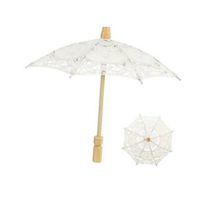 Stobok Bride Lace Parasol Umbrella 11.02In Vintage Embroidery Wedding Decorative Umbrella for Photography Prop Tea Party and Bridal Costume Accessory