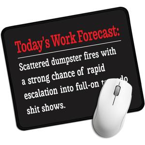 2 x Rectangular Mouse Pad, Today's Work Forecast, Funny Office Gift, Black3, Waterproof, Non-slip, Durable