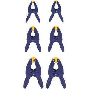 IRWIN QUICK-GRIP Spring Clamps for Woodworking, Multiple Sizes 1", 2" and 3/4", 6 Pack 