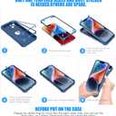 ORETECH for iPhone 14 Case, with [2 x Screen Protectors] [15 Ft Military Grade Drop Test] [Camera Protection] 360 Shockproof Slim Thin Phone Case for iPhone 14 Cover 6.1" -Blue