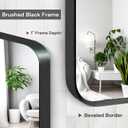 Black Metal Framed Bathroom Mirror for Wall, Large Brushed Matte Black Rounded Corner Rectangular Bathroom Vanity Mirror, Anti-Rust, Tempered Glass (28" x 36", Black)