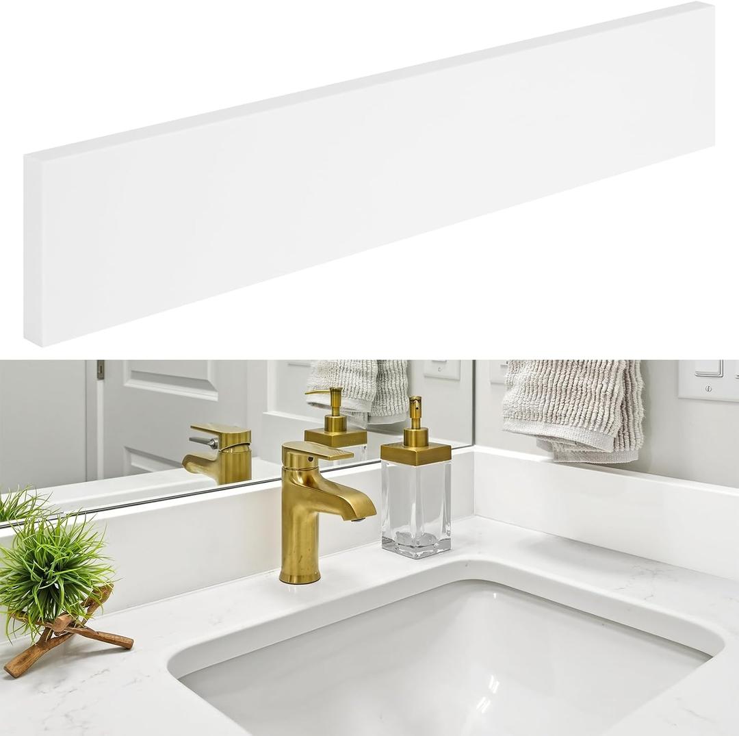 22" x 4" Marble Vanity Sidesplash Bathroom Vanity Backsplash Engineered Stone Side Splash for Bathroom Sink Home Decoration (Pure White)
